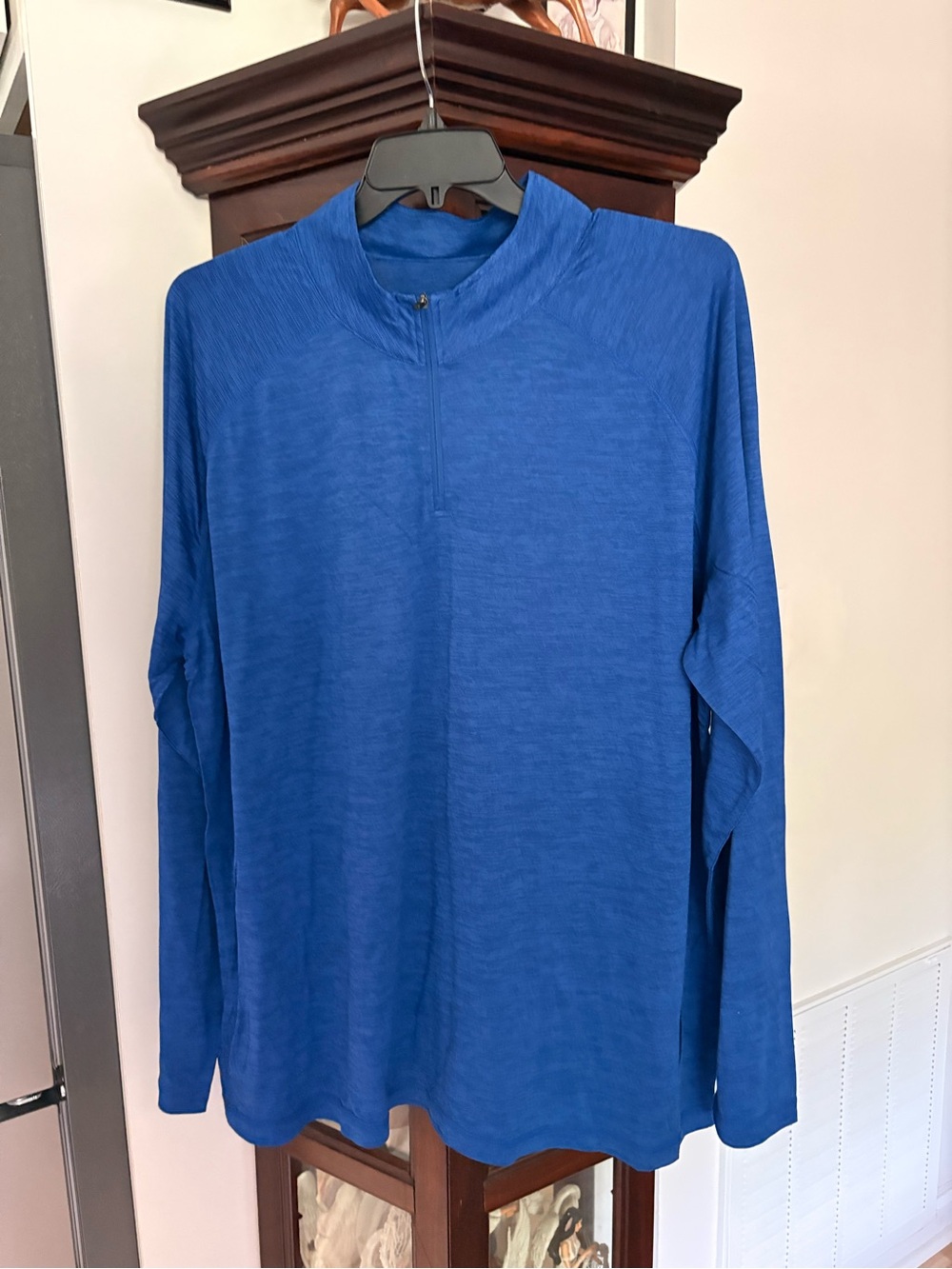 Men's Blue Quarter-Zip Long Sleeve Shirt